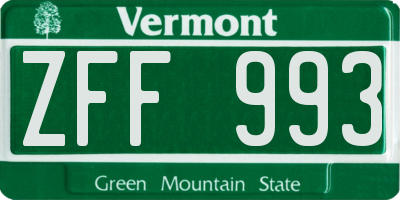 VT license plate ZFF993