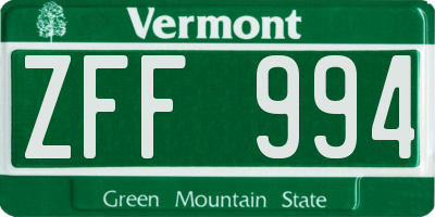 VT license plate ZFF994