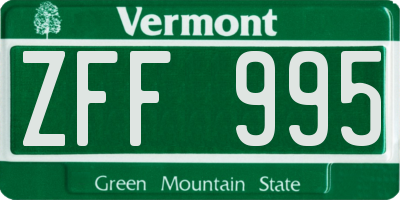 VT license plate ZFF995