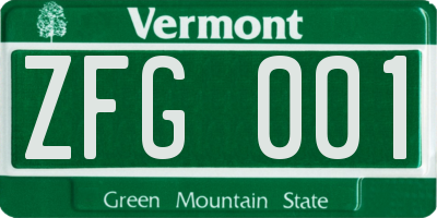 VT license plate ZFG001