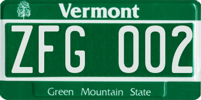 VT license plate ZFG002