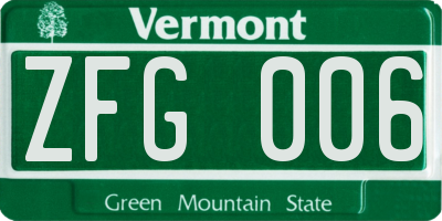 VT license plate ZFG006