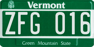 VT license plate ZFG016