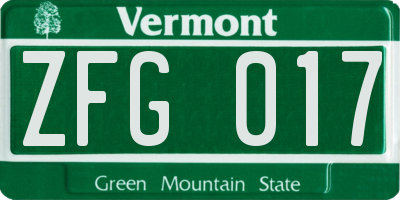 VT license plate ZFG017