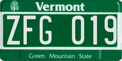 VT license plate ZFG019