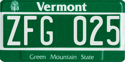 VT license plate ZFG025