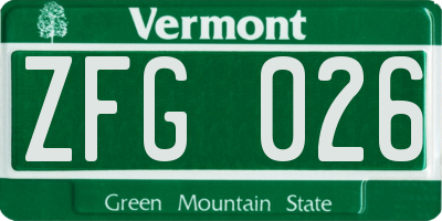 VT license plate ZFG026