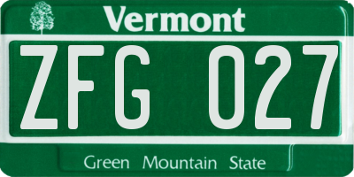 VT license plate ZFG027