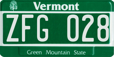 VT license plate ZFG028
