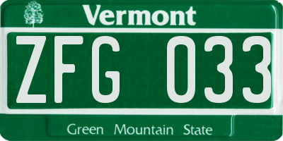 VT license plate ZFG033