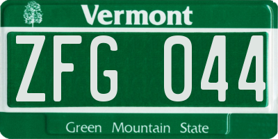 VT license plate ZFG044