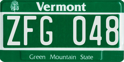 VT license plate ZFG048