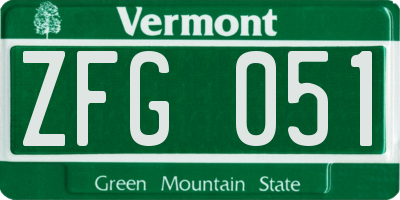 VT license plate ZFG051