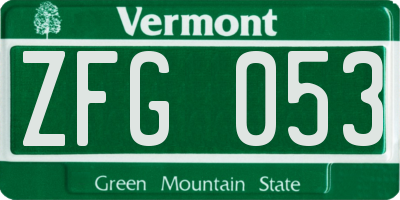 VT license plate ZFG053
