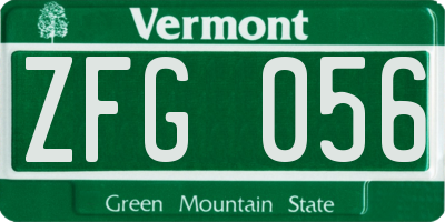 VT license plate ZFG056