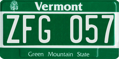 VT license plate ZFG057