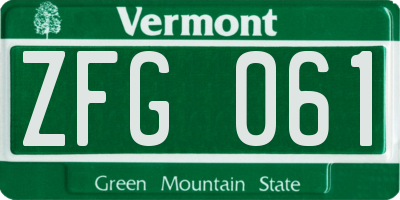 VT license plate ZFG061