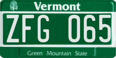 VT license plate ZFG065