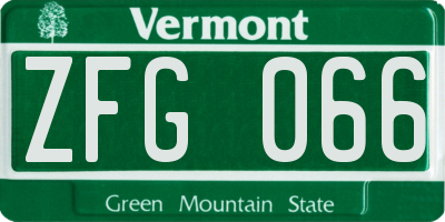 VT license plate ZFG066