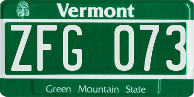 VT license plate ZFG073