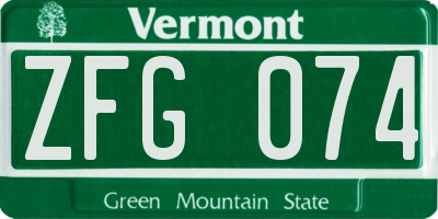 VT license plate ZFG074
