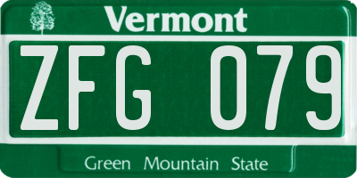 VT license plate ZFG079