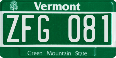 VT license plate ZFG081
