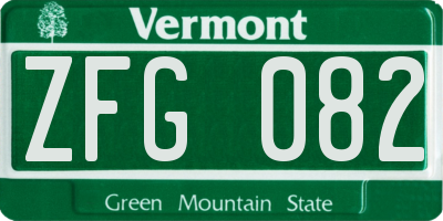 VT license plate ZFG082