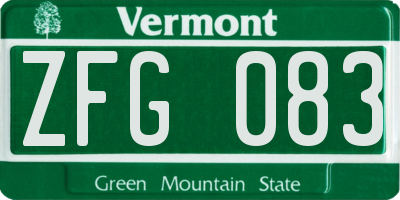 VT license plate ZFG083