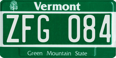 VT license plate ZFG084