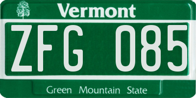 VT license plate ZFG085