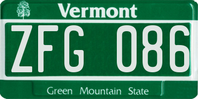 VT license plate ZFG086