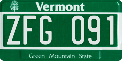 VT license plate ZFG091
