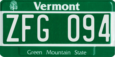VT license plate ZFG094