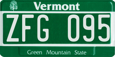 VT license plate ZFG095