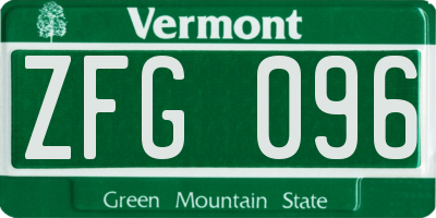 VT license plate ZFG096