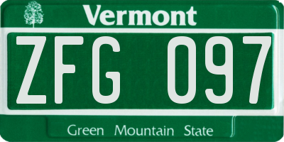 VT license plate ZFG097