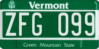VT license plate ZFG099