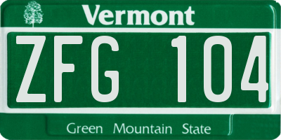 VT license plate ZFG104