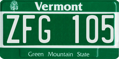 VT license plate ZFG105