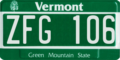 VT license plate ZFG106