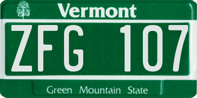 VT license plate ZFG107