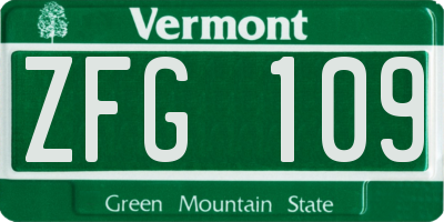 VT license plate ZFG109