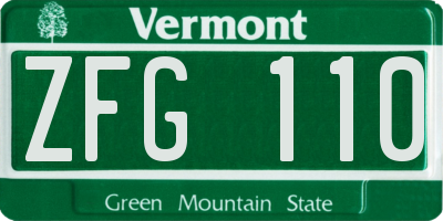 VT license plate ZFG110