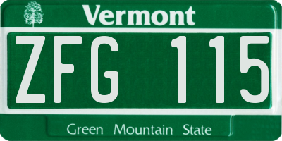VT license plate ZFG115