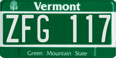 VT license plate ZFG117