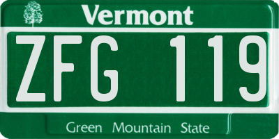 VT license plate ZFG119