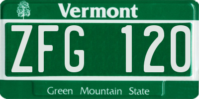 VT license plate ZFG120
