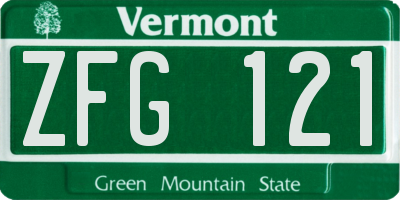 VT license plate ZFG121