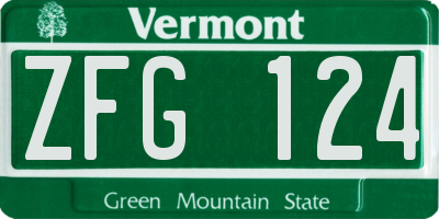 VT license plate ZFG124